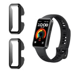 Funrae Coque Compatible avec Huawei Band 9 [2 pièces], Case Protection Étui avec Verre trempé Protecteur D'écran PC Coque Anti-Rayures Bumper Couverture Complète - Noir