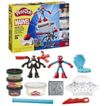 Play-Doh Spider-Man, coffret Attaque tranchante avec 2 figurines flexibles, 7 accessoires et pâte à modeler, dès 4 ans, Marvel