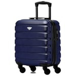 Flight Knight Bagage Cabine Leger a 4 Roues en ABS Rigide Approuve par Plus De 100 Compagnies Aeriennes, Dont Lufthansa, Air France, HOP! Ryanair et easyJet - 45x36x20cm (TSA) Marine/Noir