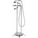 Robinetterie sur Pied pour Baignoire Autoportante en Acier Inox et Laiton de Couleur Argenté de 98 cm de Hauteur au Style Vintage Rétro Beliani