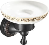 Porte-Papier Toilette en Laiton Bronze avec étagère, Fixation Murale Noire pour Salle de Bain, Motif sculpté