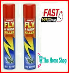 2 X 300ml Fly And Wasp Killer Spray Kills Flies Wasp Flying Ant Midges Mosquitoe