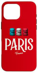 Coque pour iPhone 16 Pro Max Paris France Drapeau Français Macarons Imprimé Blanc