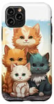 Coque pour iPhone 11 Pro Mignon anime chat photo de famille sur rocher ensoleillé jour portrait