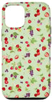 Coque pour iPhone 14 Pro Baies Raisin Fraises Fond Vert Fruits Vintage