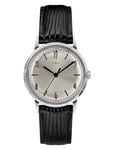 Timex Marlin Handwind 34Mm Sst Case Silver Dial Black Leather Strap Silver