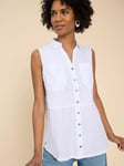 White Stuff Melanie Sleeveless Cotton Shirt, Natural White