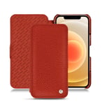 Housse cuir Apple iPhone 12 - Rabat horizontal - Orange - Cuir grainé - Neuf