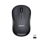 Logitech B220 SILENT Wireless Mouse, 2.4 GHz with USB Receiver, 1000 DPI Optical Tracking, 18-Month Battery, Ambidextrous, Compatible with PC, Mac, Laptop - Grey