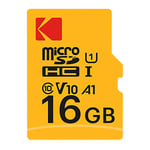 Kodak - Carte Micro SD 16 Go UHS-I U1 V10 A1 microSDHC/XC - Carte Mémoire Micro SD - Vitesse de Lecture 85MB/s Max - Vitesse d'Écriture 25MB/s Max - Stockage Supplémentaire pour Smartphone/Tablette