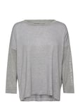 Lrl Top W/Logo Screenprint Long Sl. Grey Htr Stripe Grey Lauren Ralph Lauren Homewear