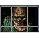 3D-effektvyfönster Väggdekor Halloween manlig zombieaffisch Självhäftande dekor