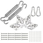 VOUNOT Kit de Fixation pour Voile d’Ombrage 24 Pcs en Acier Inoxydable Kit Accessoires de Fixation pour Voile Triangle Rectangulaire et Carré Ensemble Vis Tendeur et Mousqueton pour Jardins Patios…