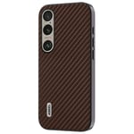 Sony Xperia 1 VI Carbon Fiber Skinnkledd Deksel - Brun