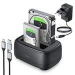 ORICO USB C Station d'accueil pour Disque Dur, 2 Baies Clone Dock Disque Dur pour SATA 2,5/3,5" SSD HDD Jusqu'à 40 to, UASP, sans Outils, Alimentation et câble USB Inclus(DD28C3-C)