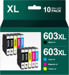 603xL 603 xL Cartouches d'encre Compatible pour Epson Multipack 603 pour Expression Home xP-4100 xP-3100 xP-2100 xP-4105 xP-3105 xP-2105 Workforce WF-2850 WF-2830 DWF WF-2810DWF (10-Pack)