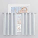 PONY DANCE Rideaux Cuisine - Rideau Occultant Maison Fentre Décoration Rideau Isolant Thermique Draperies à Oeillets Lumineux Bloquer Anti UV, 132 cm sur 90 cm, Gris Blanc, 2 PCs