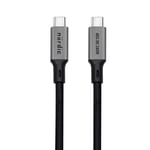 NÖRDIC 25 cm USB4 USB-C til C nylonflettet kabel PD3.1 240W 40G 8K60Hz 4K144Hz grå