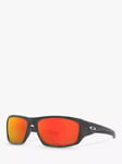 Oakley OO9236 Men's Valve Prizm Rectangular Polarised Sunglasses, Matte Black Camo/Mirror Red