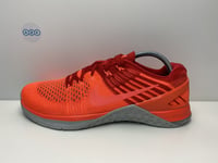 Nike Metcon DSX Flyknit Total Crimson Red Platinum Orange Uk Size 8.5 852930-800