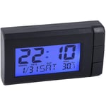 Sollbry - Horloge Thermomètre de Voiture avec Rétroéclairage Bleu, Horloge électronique avec Affichage Numérique lcd 2 en 1 pour La Date de La Voiture