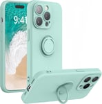 Coque Silicone Pour iPhone 14 Pro Max Couleur Vert Avec Anneau Support Little Bo