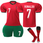 24-25 Portugal Hemma Fotboll Barn Tröja Nr 7 Cristiano Ronaldo home 8-9years