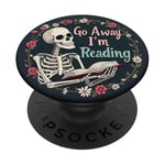 Go Away I'm Reading Squelette Livre de lecture drôle PopSockets PopGrip Adhésif