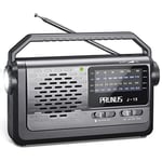 Radio Portable, PRUNUS J-15 Poste Radio FM/AM/SW Transistor Radio Fonctionnant sur Secteur ou avec 3 Type D, Radio à Pile avec Câble, Grand Haut-Parleur 3W, Lampe-Torche Les Emergencies