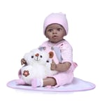 Reborn Baby Dolls Toddler 22 '55 Cm Full Body Silicone Réaliste Reborn Babies Peau Noire Réaliste Bébé Poupée Bain pour Enfants Cadeau Jouet de Noël pour Enfant de 3 Ans + Jouets