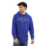 GANT Men's Logo Hoodie Hooded Sweatshirt, Rich Blue, L