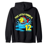 This Little Fisher Is 12 Year Old Girl Boy Birthday Fishing Zip Hoodie