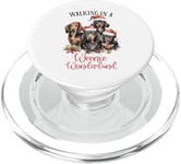 Jeux de mots de Noël pour chien teckel marchant au pays des merveilles Weenie PopSockets PopGrip pour MagSafe