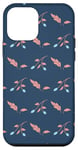 iPhone 12 mini Minimalist Navy Floral with Pink Accents Case