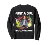 Just a Girl Who Loves Anime Woman on Bike Otaku Nerd Gifts Sweatshirt