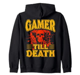 Funny Gamer till death Skeleton Hand Anatomy Humor Zip Hoodie