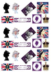 24 Stand Up Queen Elizabeth Royal Tribute Edible Wafer Paper Cake Toppers - G