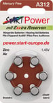 StartPower - 60 piles auditives , Typ A312, 1.45V, 160mAh, PR41, High Performance, Extra High Power