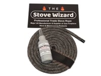 The Stove Wizard Black Stove Rope Kit 6mm x 3.5m Long with Large 50ml Super Seal Adhesive Flues Glass Door Seals Wood Burning Replacement Made In The UK