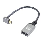 RIIEYOCA Câble adaptateur micro HDMI vers HDMI 4K - Angle de 90 degrés vers HDMI femelle - En aluminium tressé - Prend en charge 4K UHD - Pour ordinateur portable, TV, caméscope, etc. (20 cm)