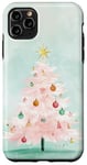 iPhone 11 Pro Max Aesthetic Pink Christmas Tree Watercolor Holiday Xmas Mint Case