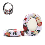 Aiivioll Replacement Ear Pads Protein PU Leather Ear Cushion Compatible with by Dr.Dre Studio 2.0 Studio 3 B0500 B0501 Wired Wireless Over-Ear Headphones (Floral White)
