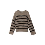 Mountain Oversize Furry Genser, Black Brown Stripe