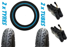 First Wheels City Elite City Twin 12 1/2"  2 x Pram Tyres & 2 Tubes BLUE LINE