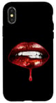 Coque pour iPhone X/XS Chemise à lèvres sexy, rouge à lèvres, gloss à lèvres, art des lèvres rouge