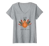 Womens Funny Turkey WTF Where's The Food Thanksgiving Dinner V-Neck T-Shirt