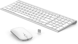 Rechargeabe Wireless Keyboard Mouse, Seenda Slim Thin Silent Keyboard and Mouse