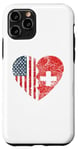 iPhone 11 Pro Swiss American Flags Heart | United States Switzerland Roots Case