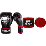 Venum Contender Gants de Boxe Mixte Enfant, Noir/Rouge, 8oz & EU-VENUm-0430-Red Kontact Bande 2,5 m Rouge