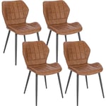 Woltu - Lot de 4 Chaises Salle à Manger Chaise de Cuisine en Simili Cuir, Assise Rembourrée, Pieds en Métal, Brun